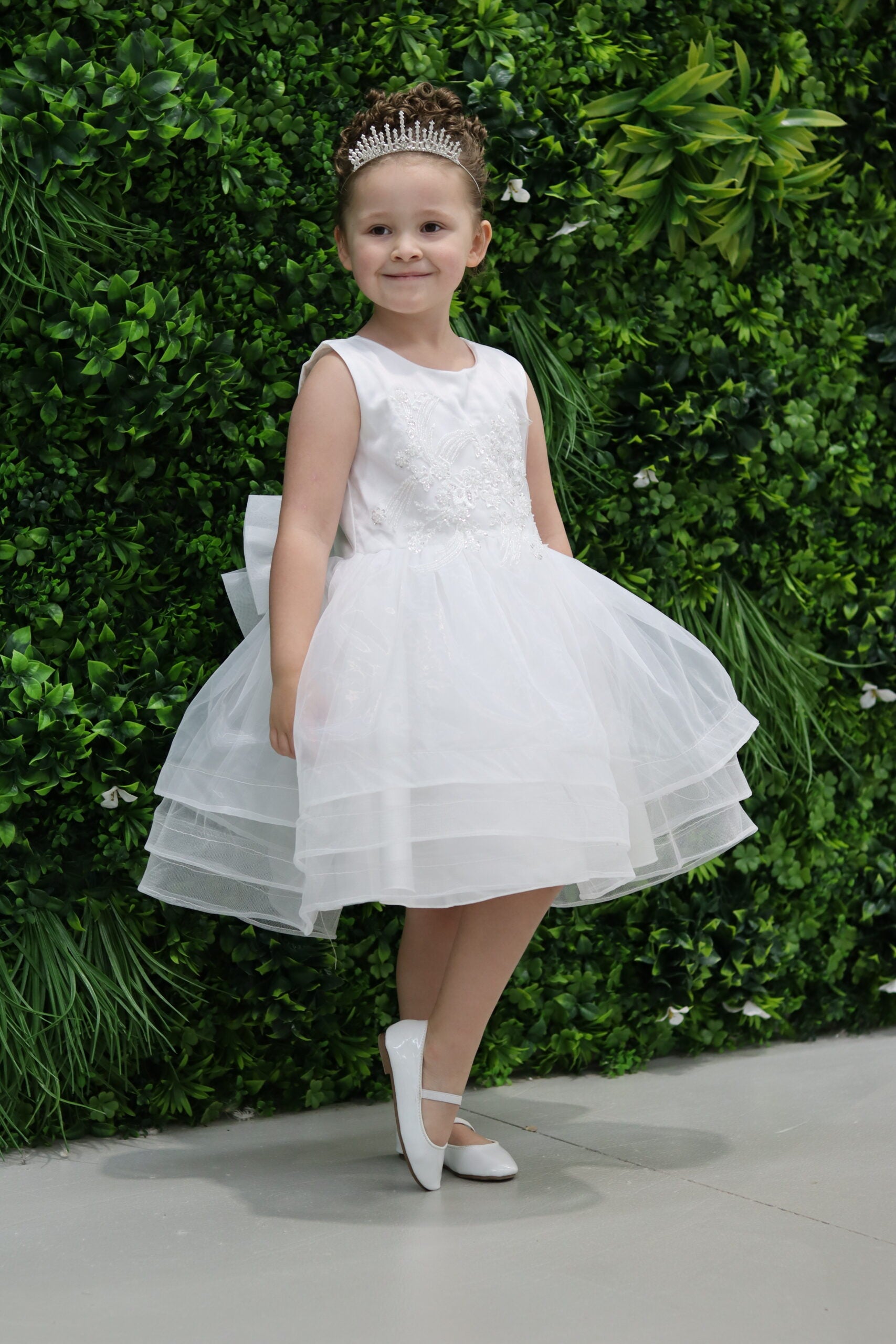 Organza White Tutu Dress With Beaded Lace Appliques