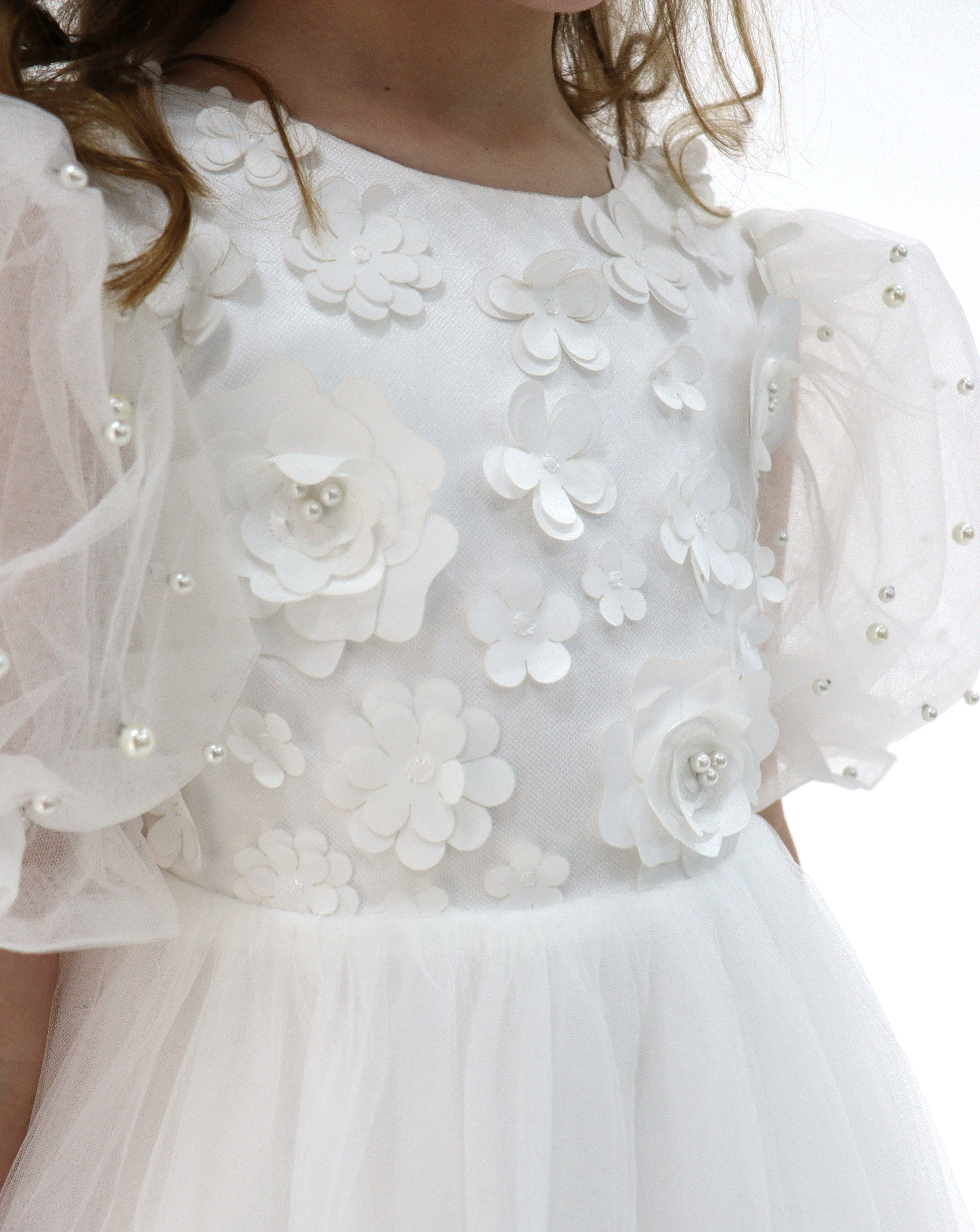 Luxury Handmade Puffy Sleeve Flower Girl Dress