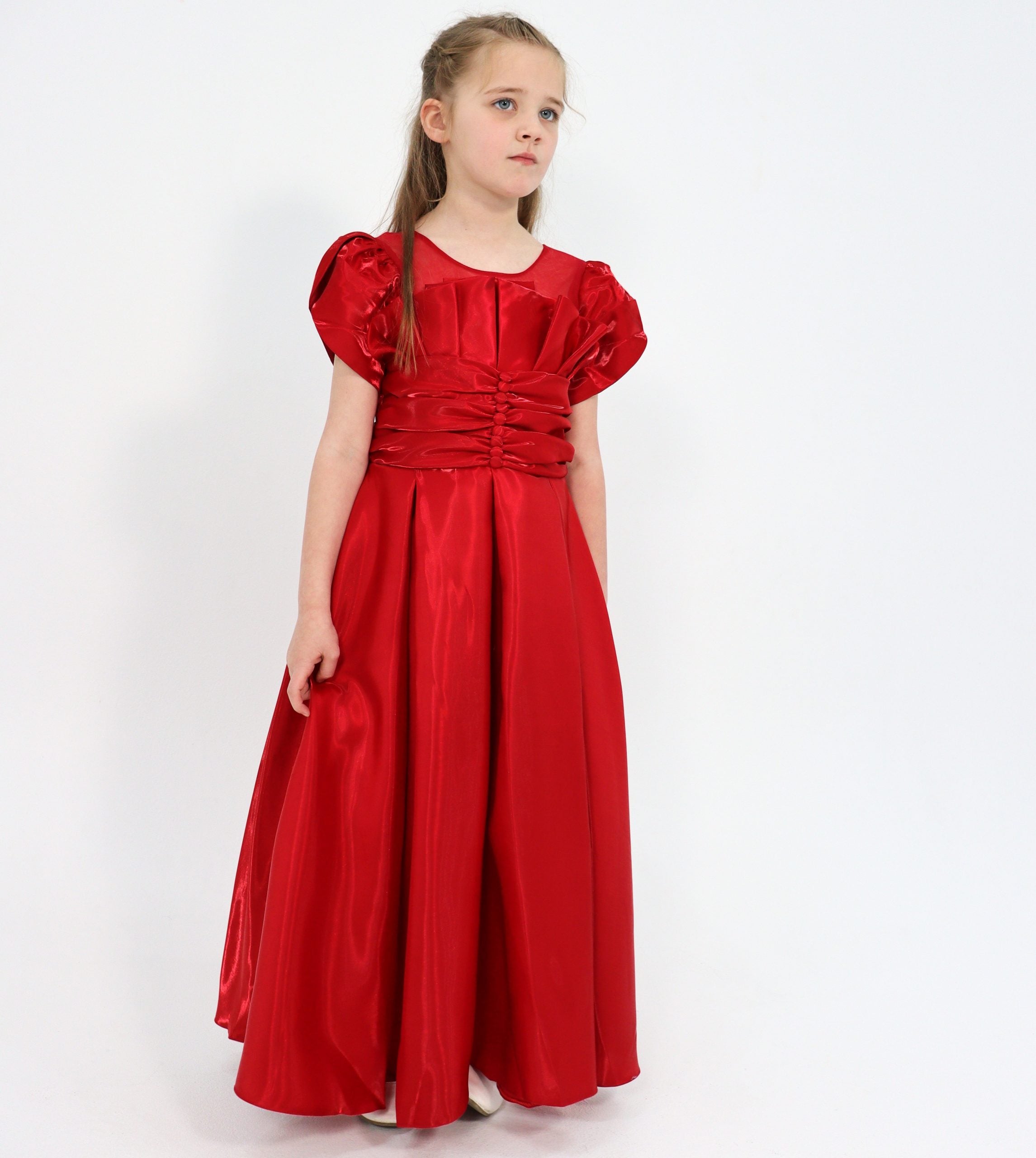 Girls Long Dress - Red