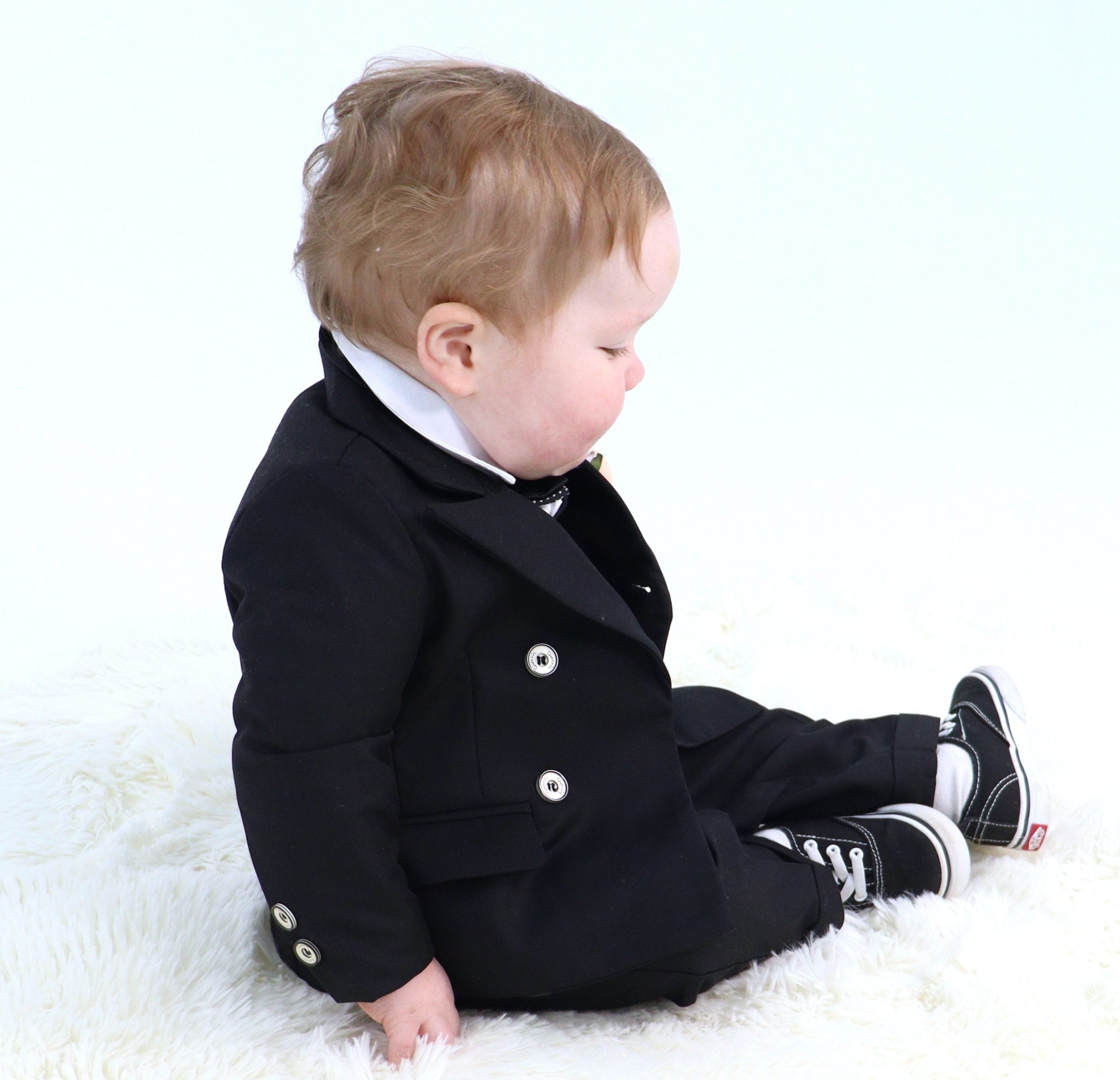 Little Boy Black Page Boy Suit 6pcs Set