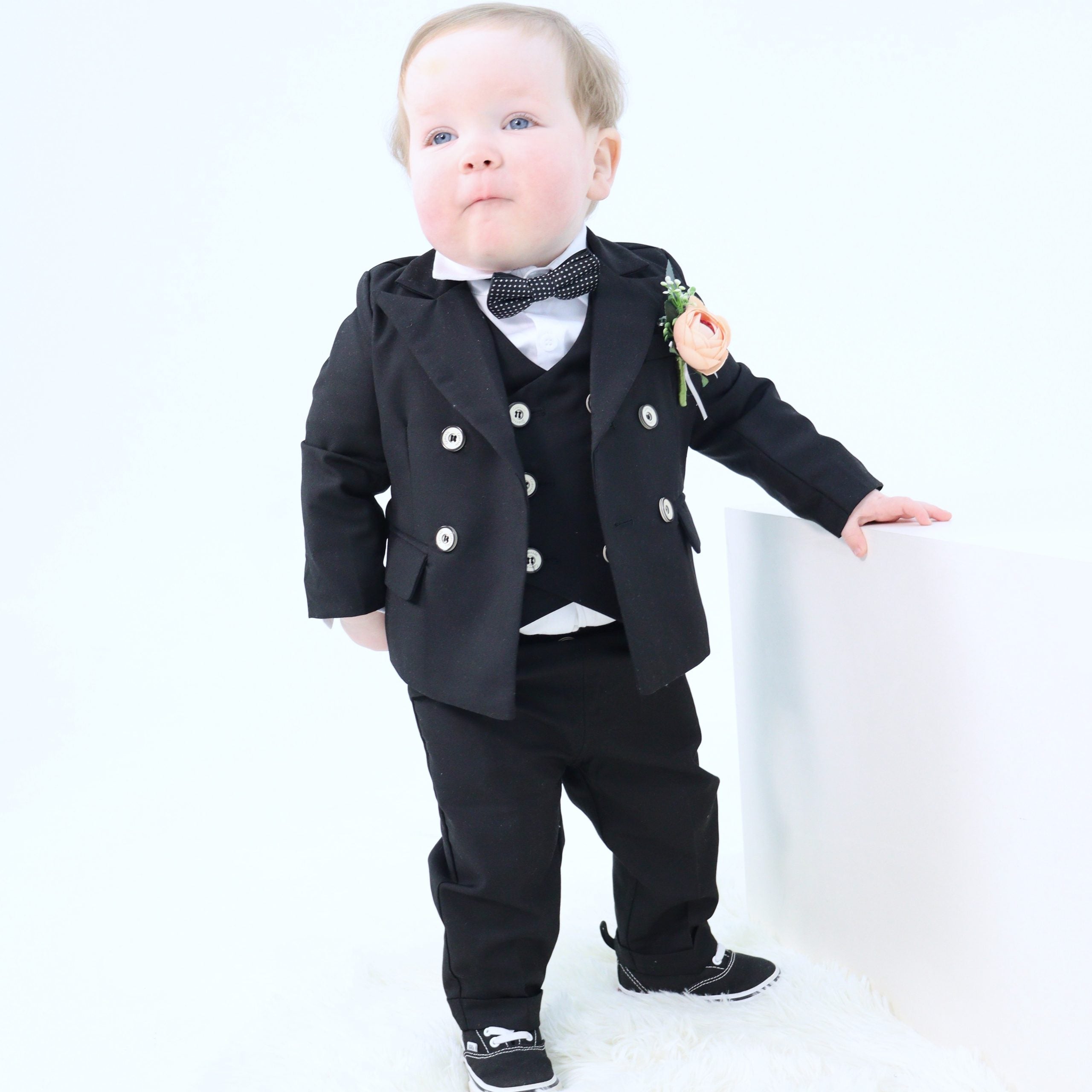 Little Boy Black Page Boy Suit 6pcs Set