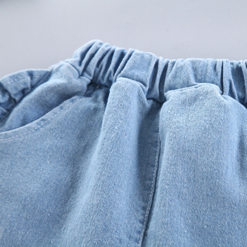 Blue Stylish Denim Jacket Pants 2pcs Set