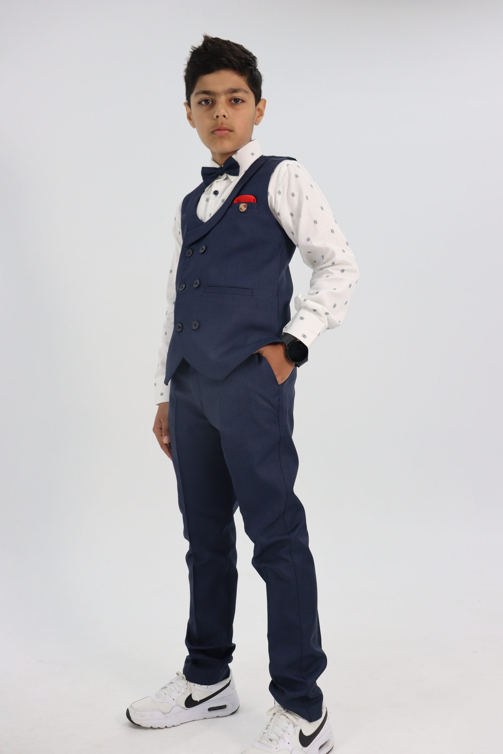 Boys Navy Waistcoat Suit Set