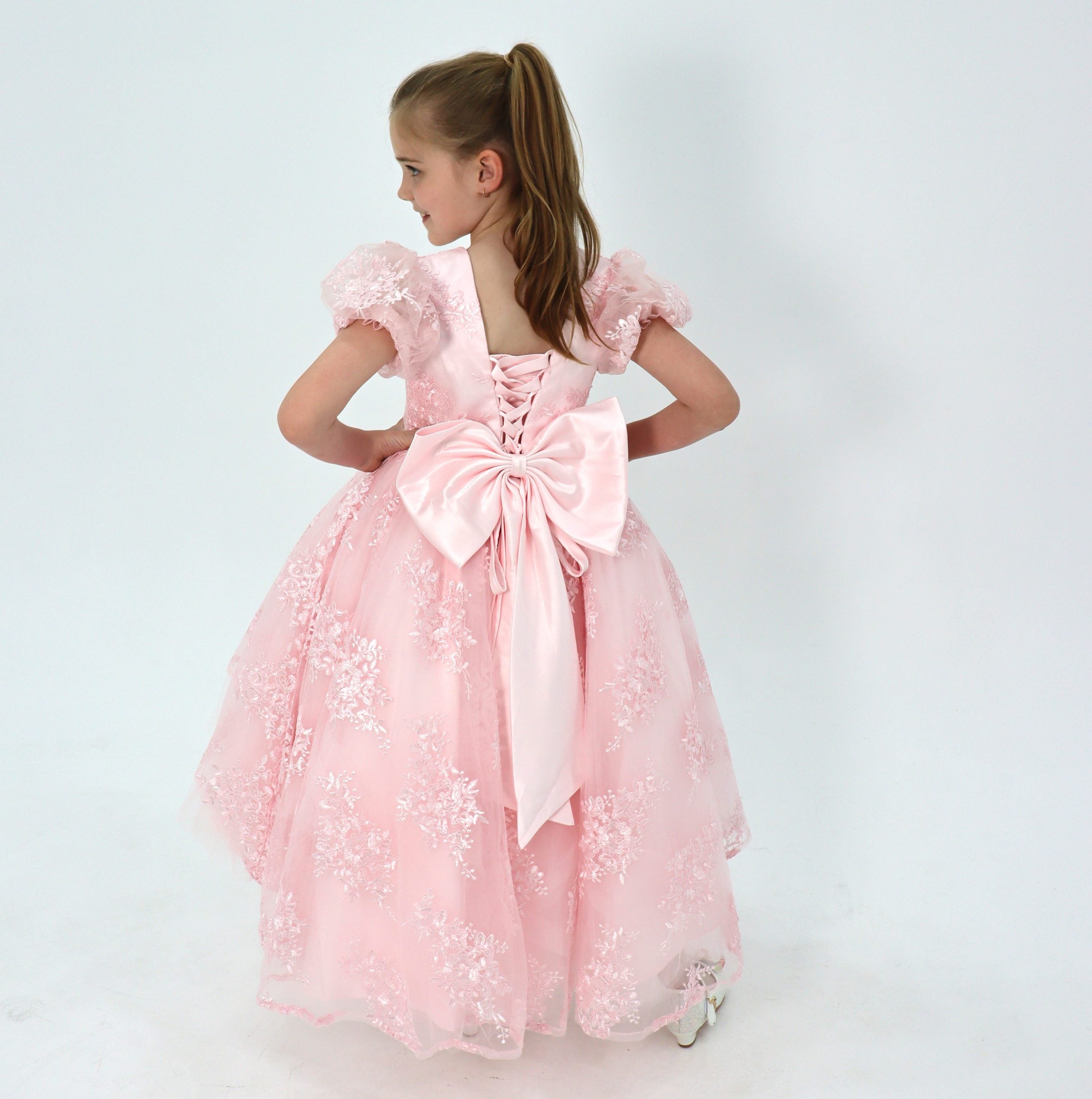Luxury Handmade High Low Pink Dress