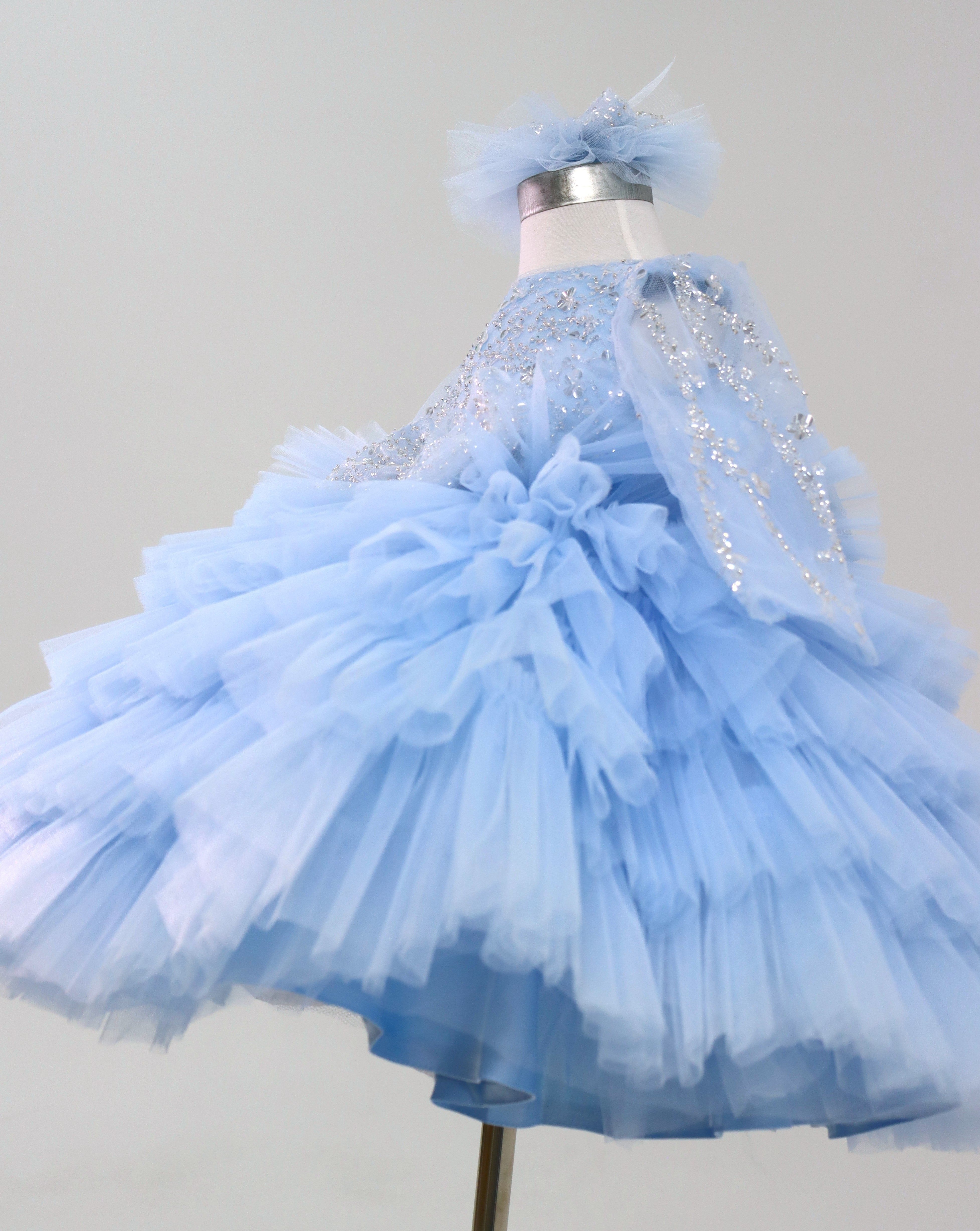 Princess Dress For Baby Girl - Blue