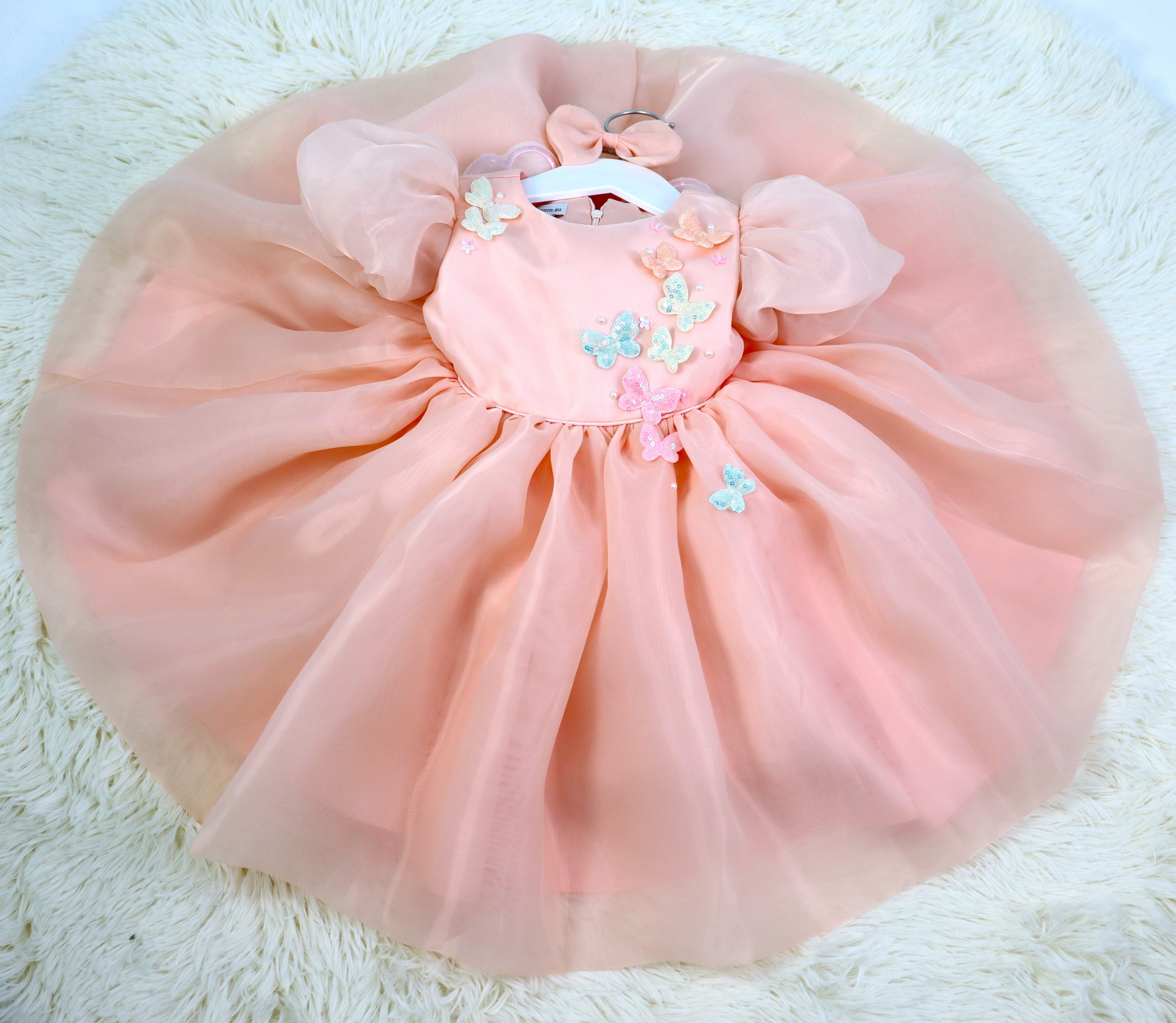 Baby Girl First Birthday Dress - Peach