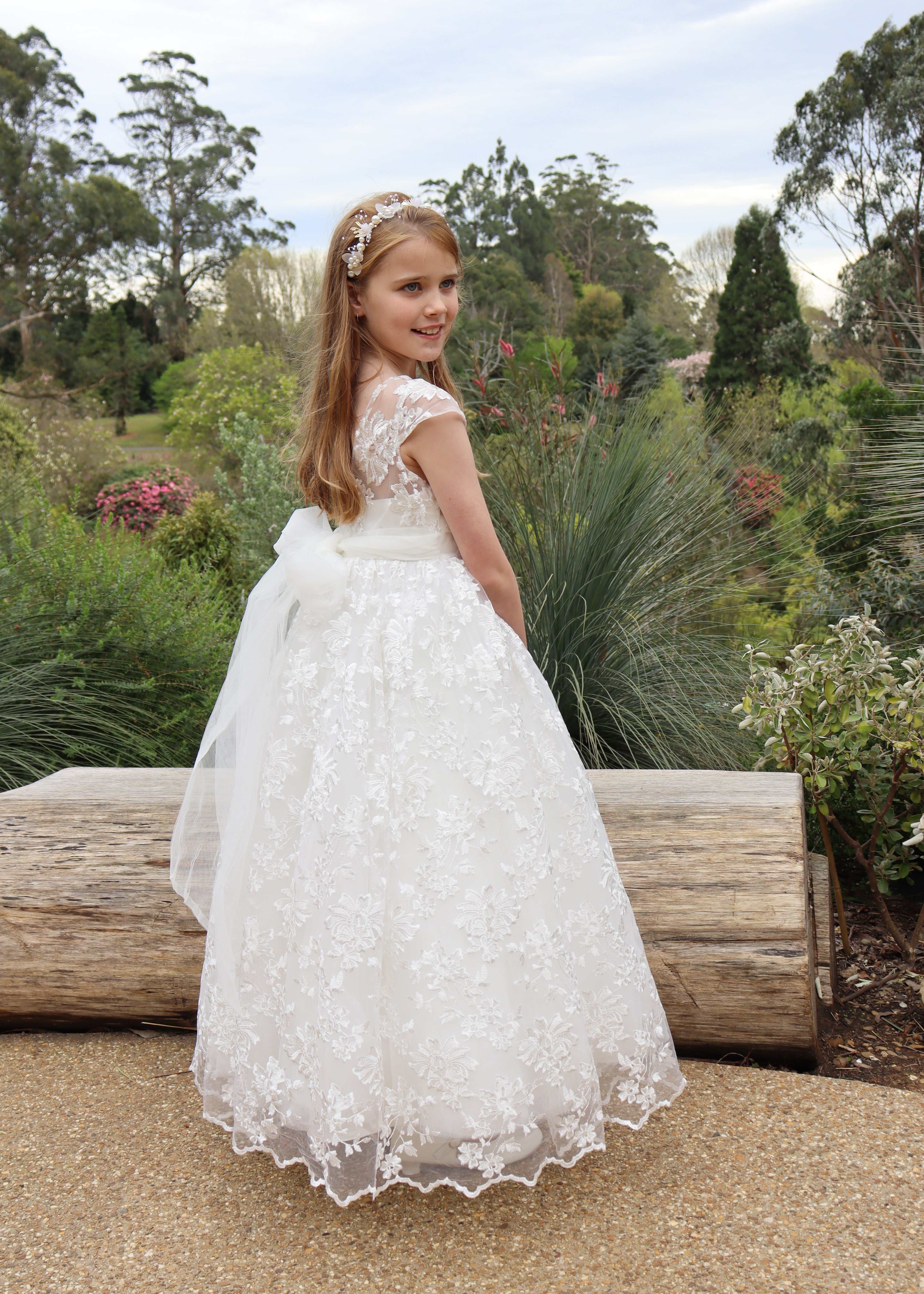 Girls First Communion Dress - Lace Gown