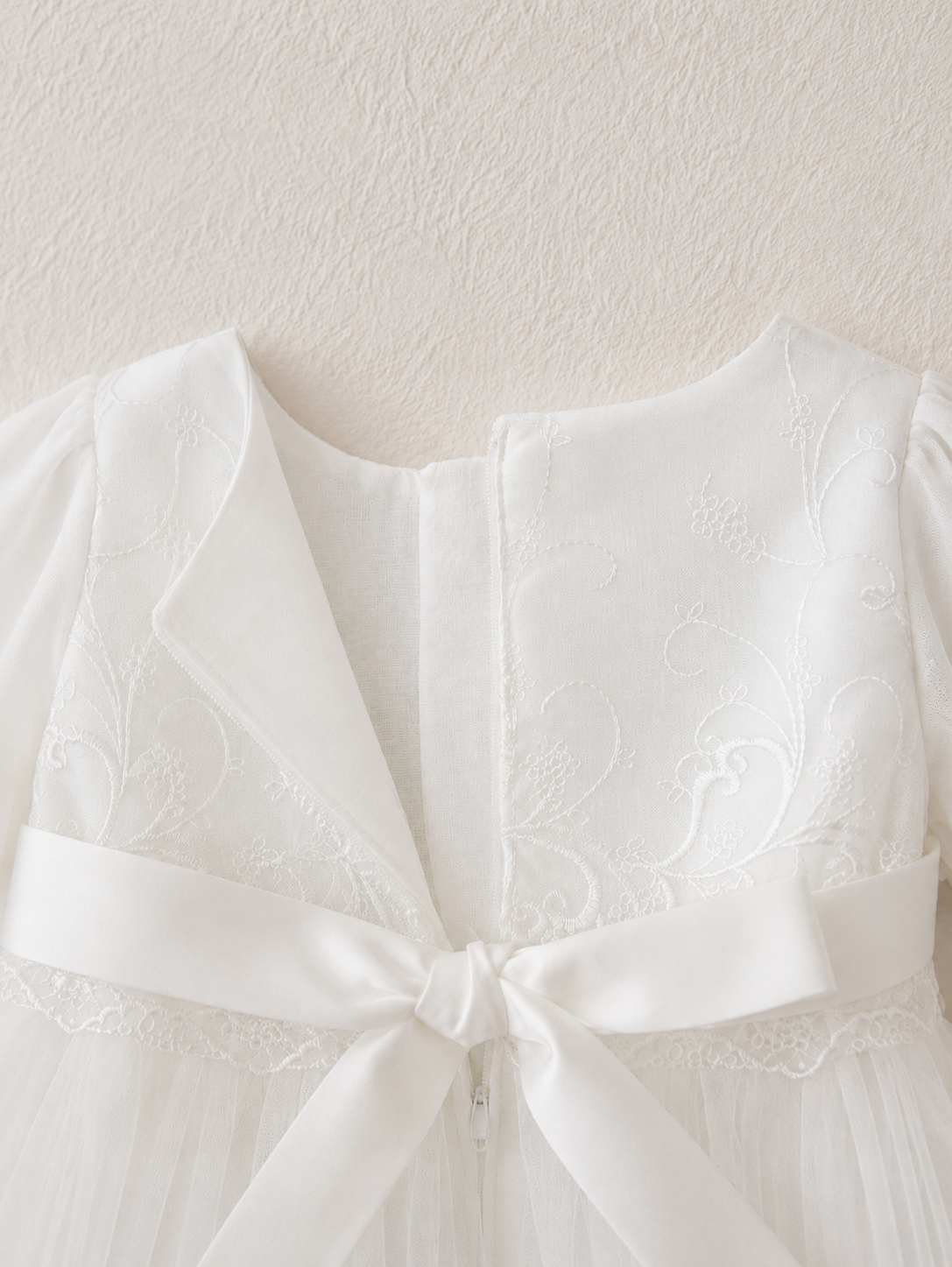 Baby Girl Baptism Dress With Bonnet - Long Sleeves