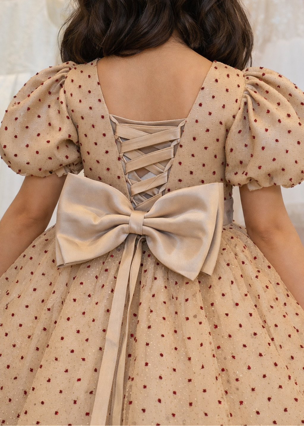 Girls Polka Dot Sparkling Dress - Gold Dress
