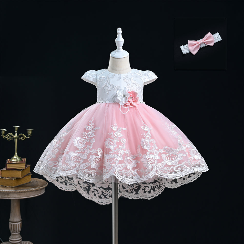 Baby Girl High Low Dress With Headpiece