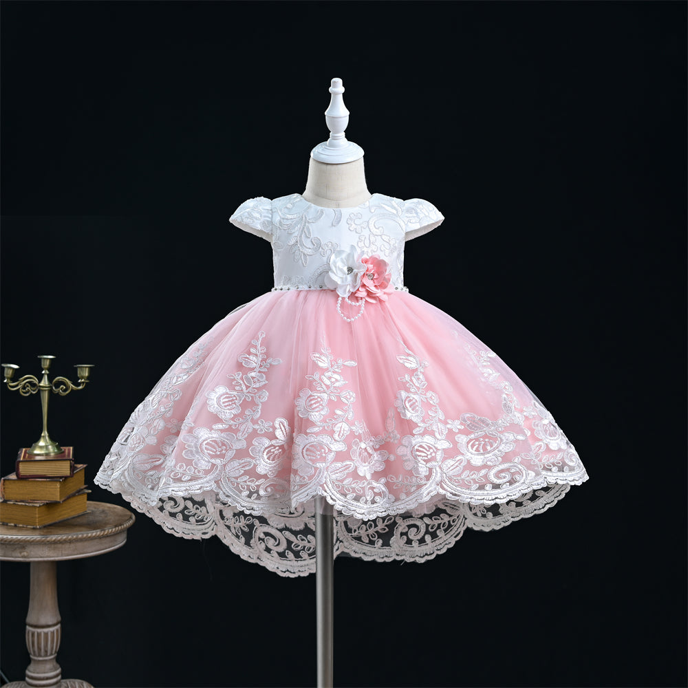 Baby Girl High Low Dress With Headpiece