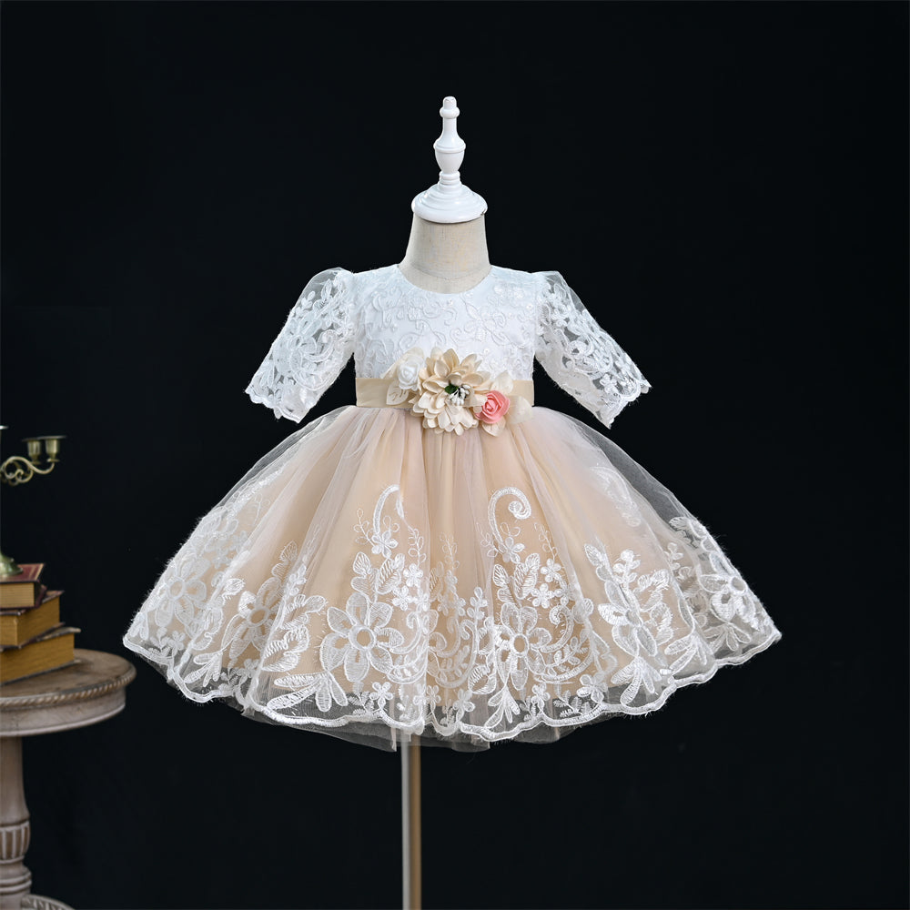 Baby Girl Lace Dress With Headpiece - 2 colours