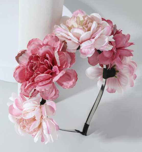 Large Pink Flowers Headpiece