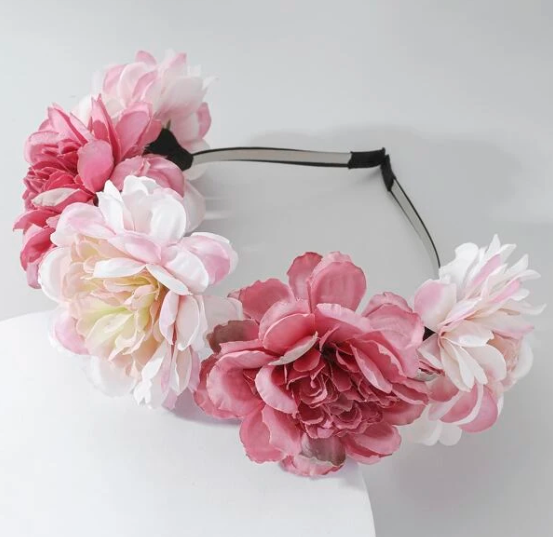 Large Pink Flowers Headpiece