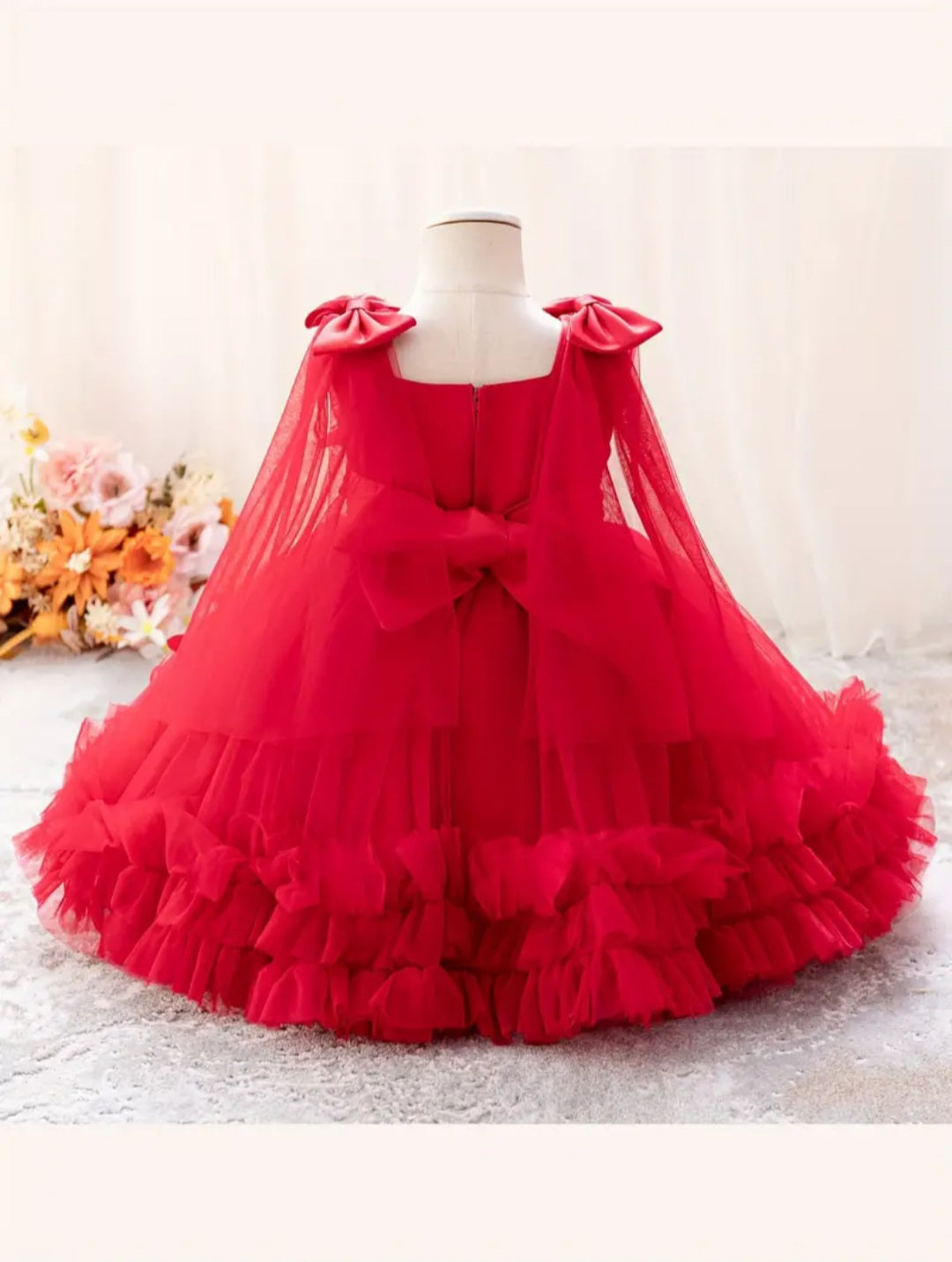 Little Girl Red Tutu Dress - Butterflies Dress