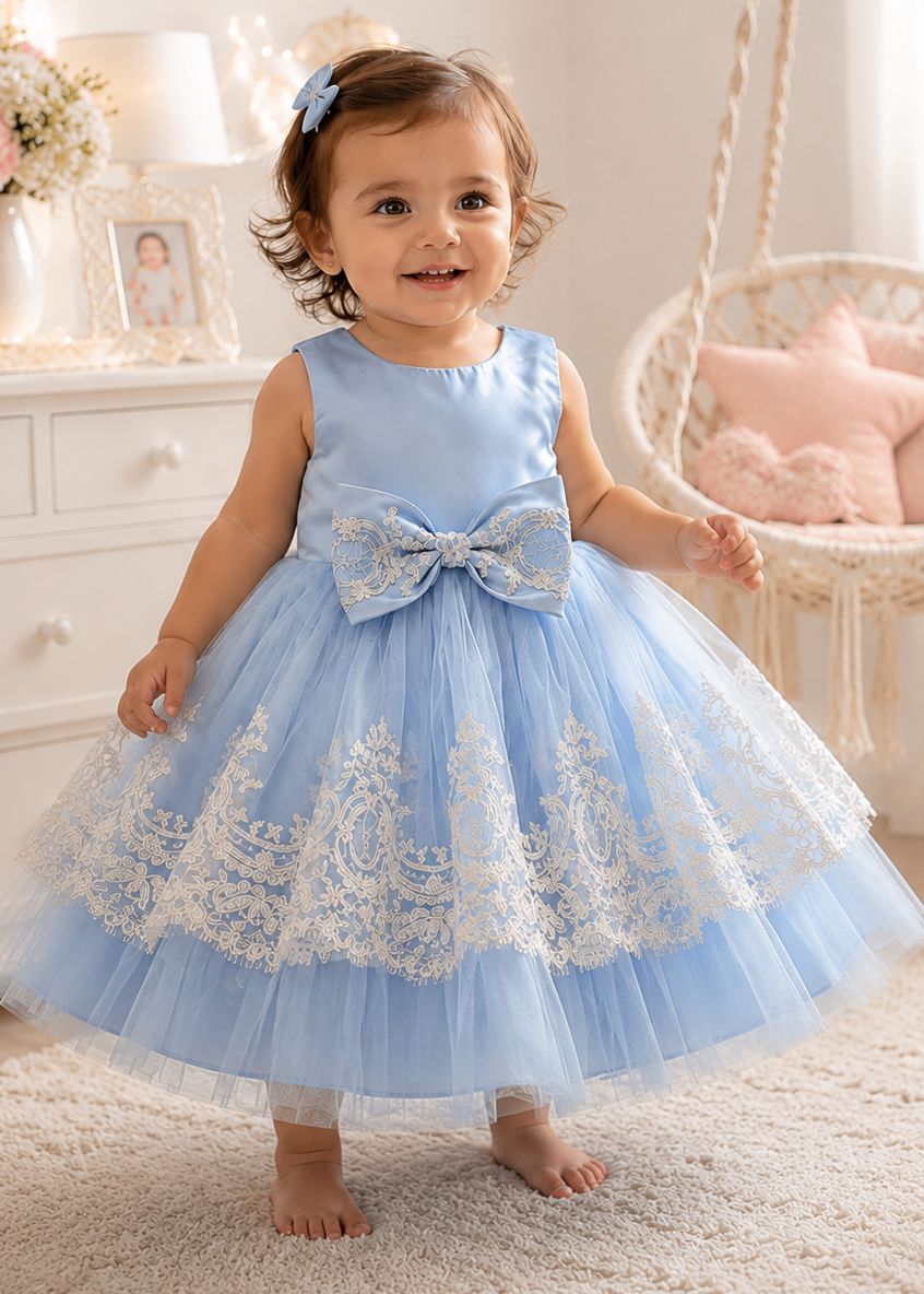 Little Girl Blue Dress - Lace Dress