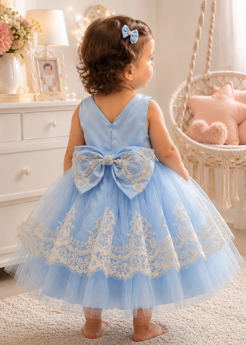 Little Girl Blue Dress - Lace Dress