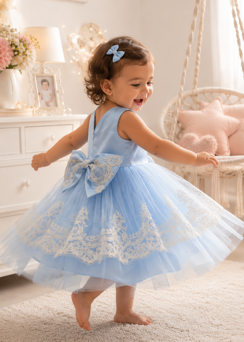 Little Girl Blue Dress - Lace Dress