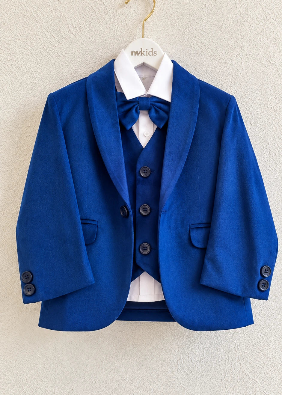 Little Boy Blue Suit 5pcs Set - Velvet Suit