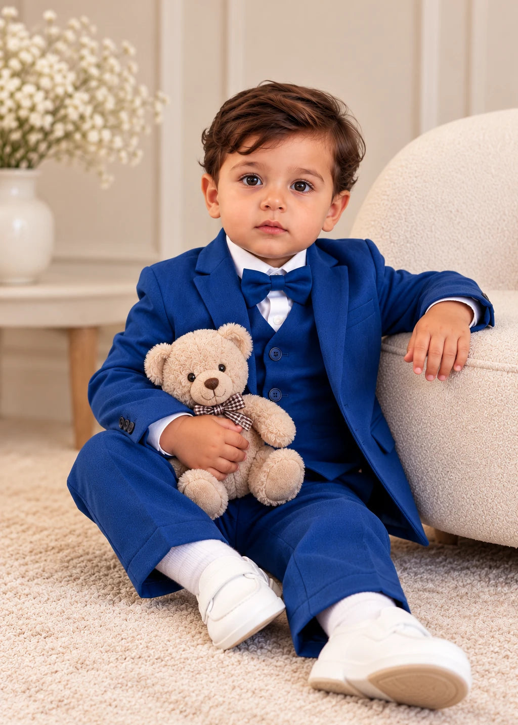 Little Boy Blue Suit 5pcs Set - Velvet Suit