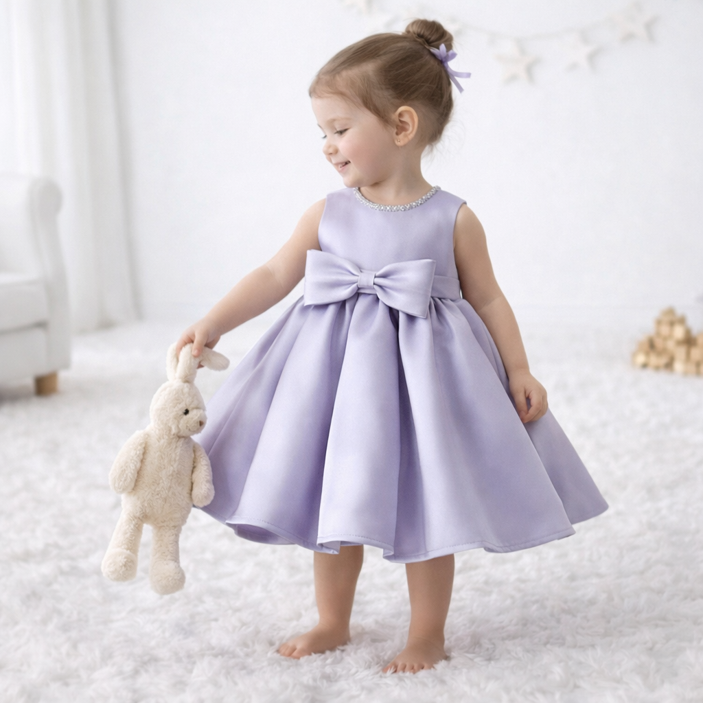 Little Girl Dress With Matching Jacket - Burgundy/Lilac