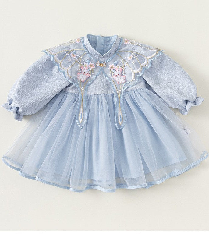 Little Girl Full Sleeve Blue Dress