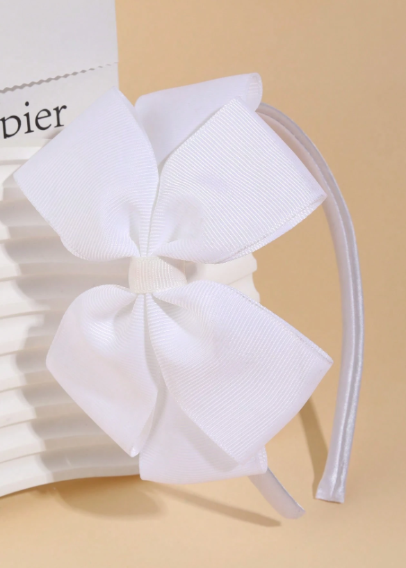 Little Girl White Bow Headband 