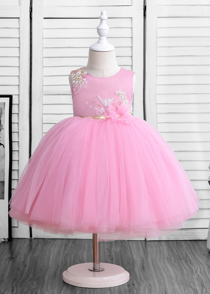 Little girl puffy dress  dusty pink