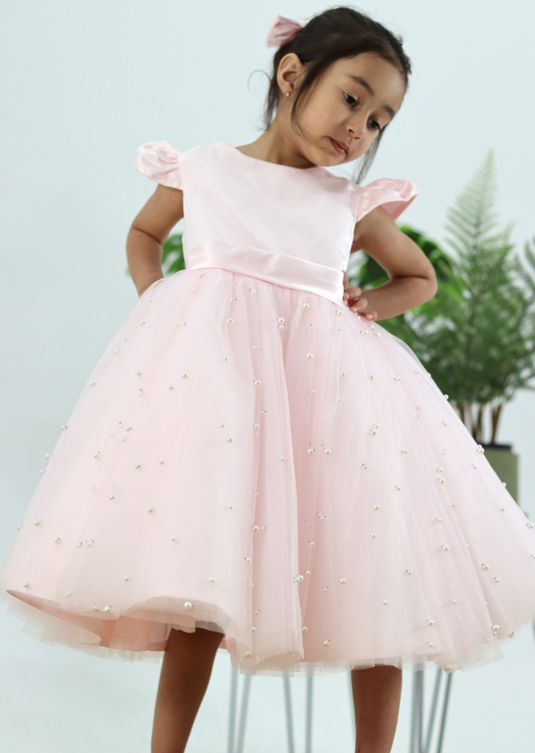 Pearls Tulle Pink Dress