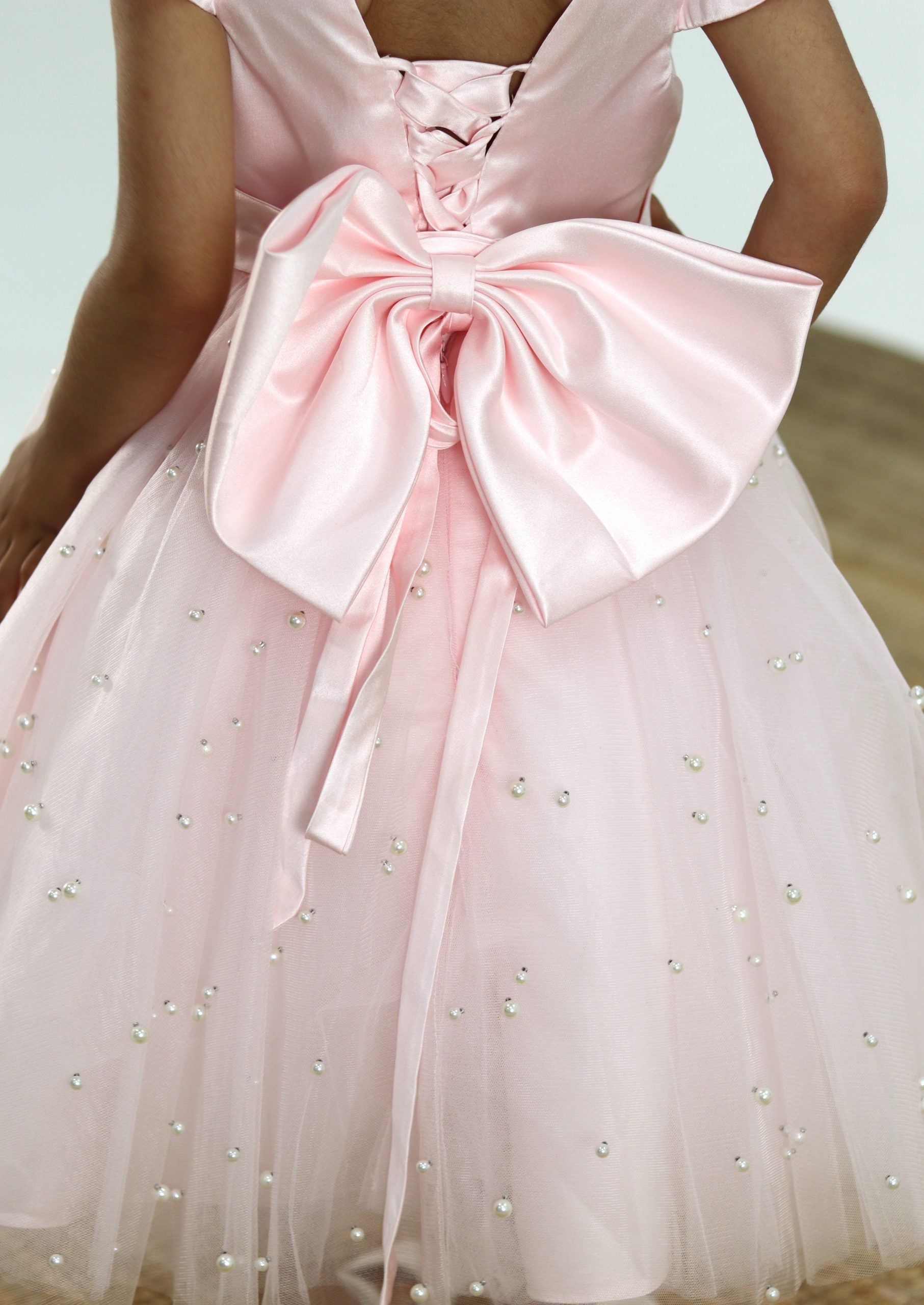 Pearls Tulle Pink Dress