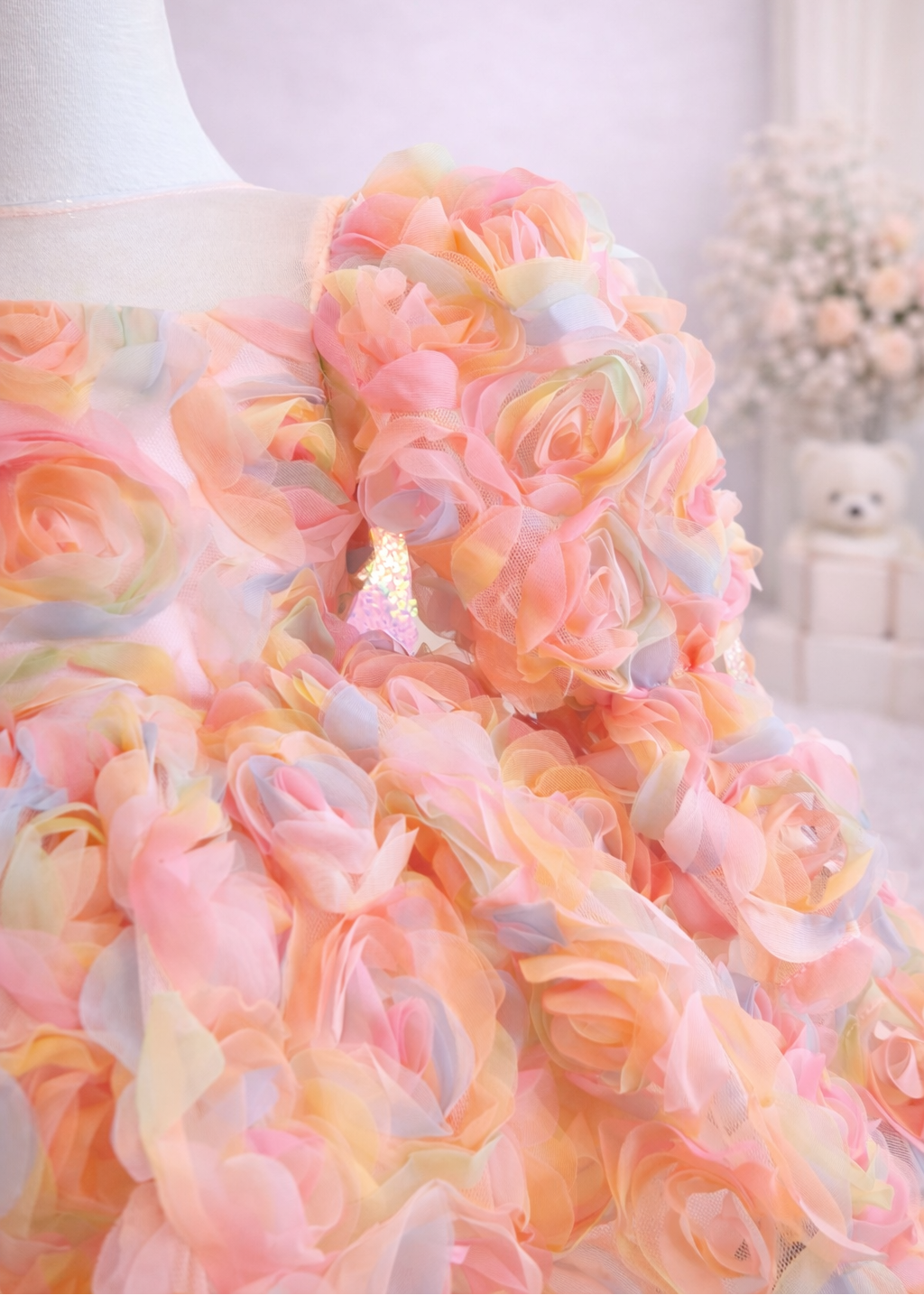Baby Girl First Birthday Dress - Peach Rosette