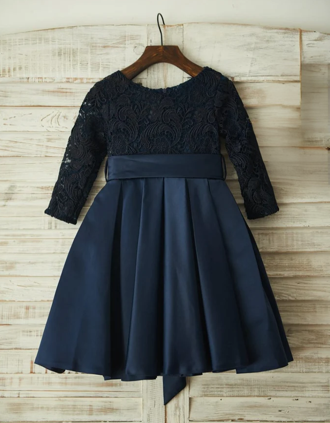 Little Girl Navy Dress - Full Sleeve