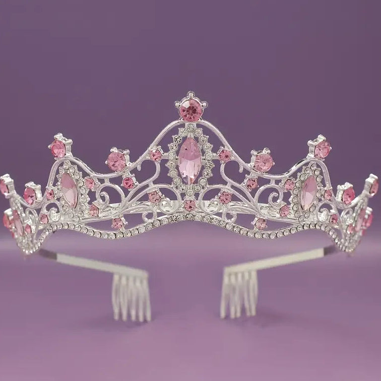 Pink Rhinestones Large Crown/Tiara 