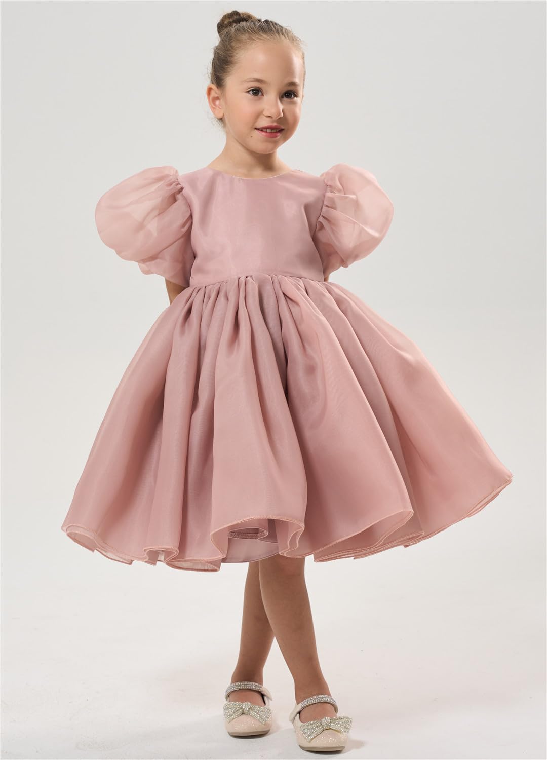 Girls Dusty Dress - Puffy Sleeve Premium Organza Dress