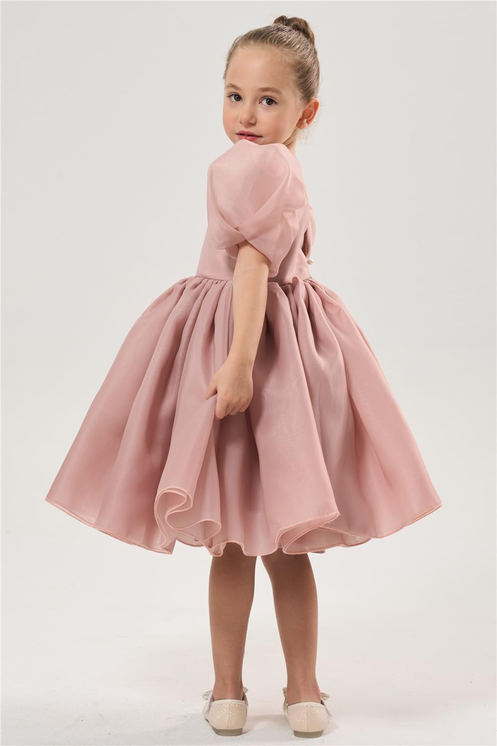 Girls Dusty Dress - Puffy Sleeve Premium Organza Dress