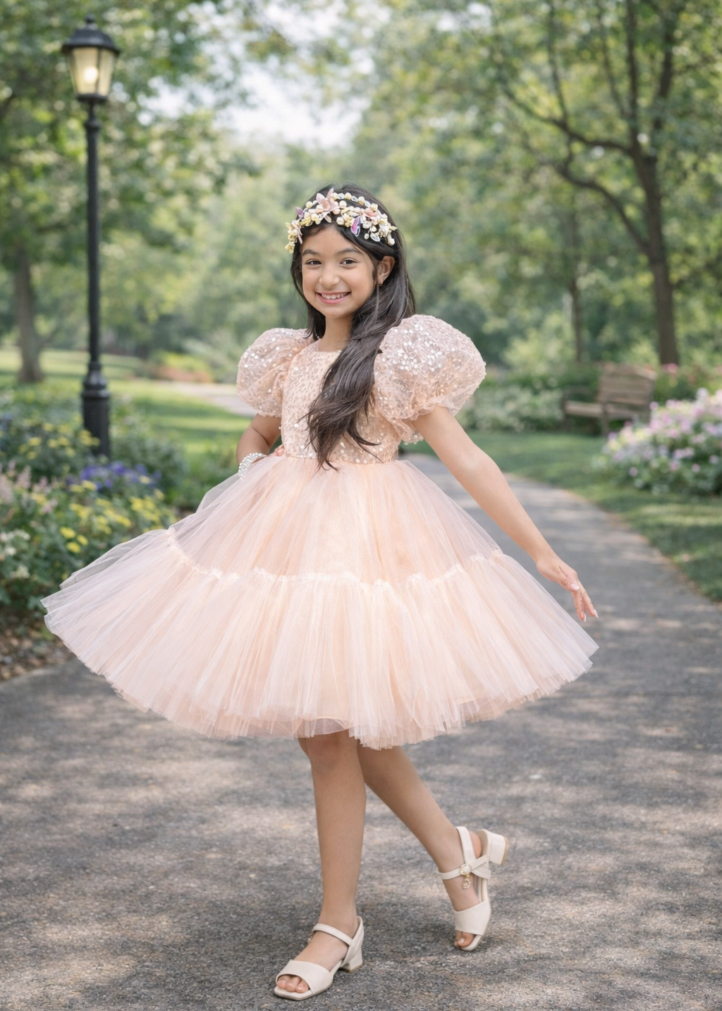 Puffy Sleeves Flower Girl Dress - Short Dress