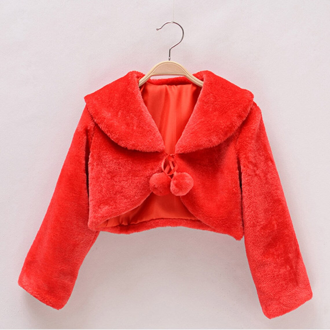 Girls Red Formal Coat - Faux Fur Jacket