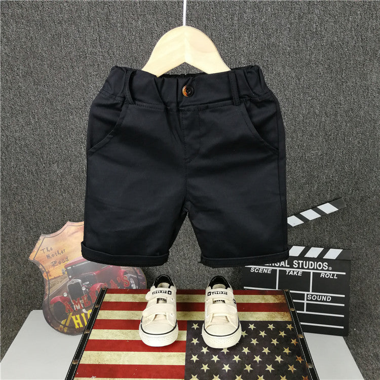 Boys 100% Cotton White Polo Black Shorts 2pcs Set