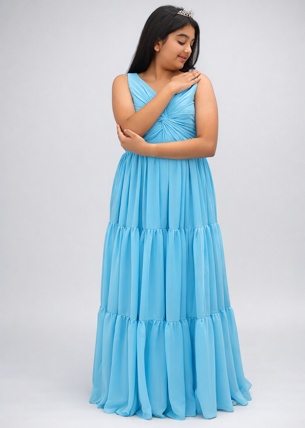 Saira Chiffon Dress Blue - Junior Dress