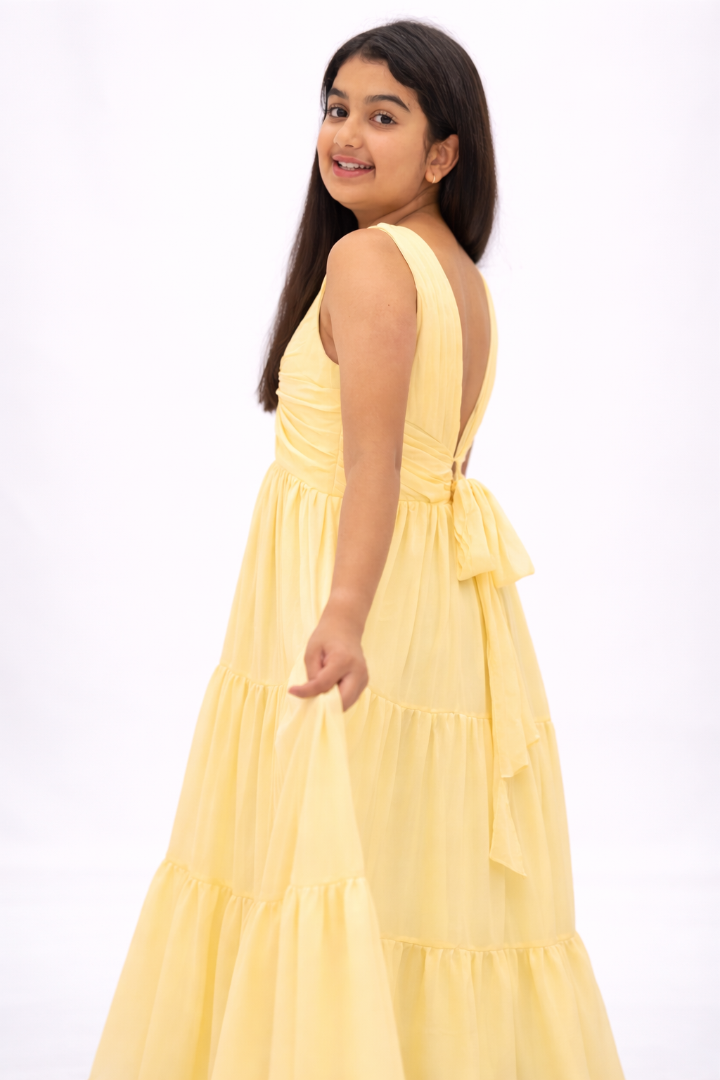 Saira Chiffon Dress Yellow - Junior Dress