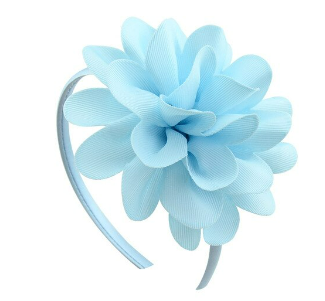 Big Blue Ribbon Flower Hairband