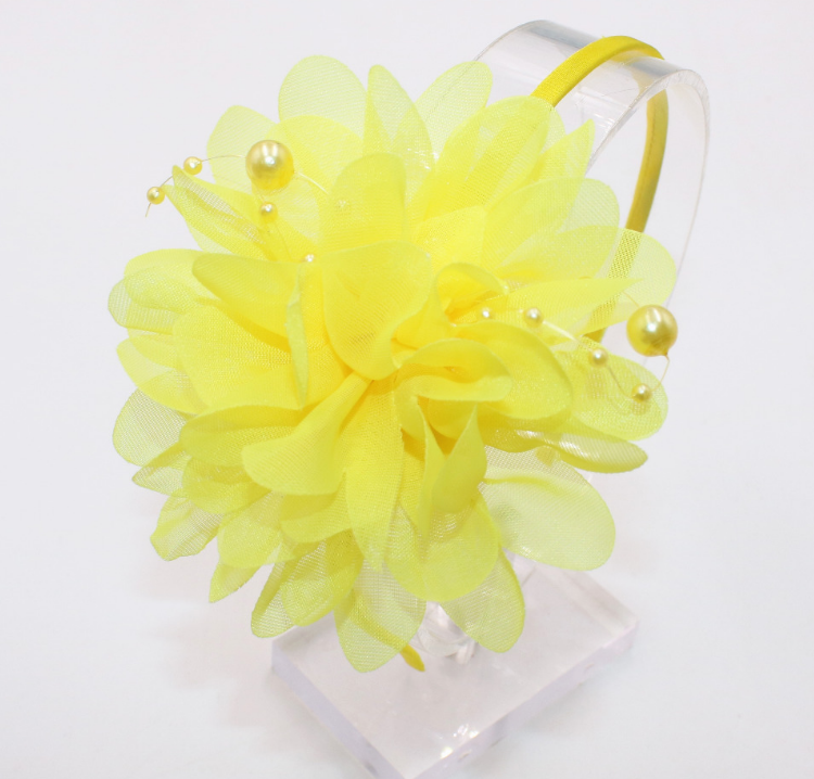 High Quality Chiffon Big Flowers Yellow Headband