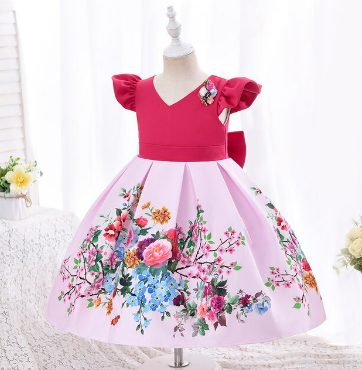 Boutique Floral Dress With Big Bowknot
