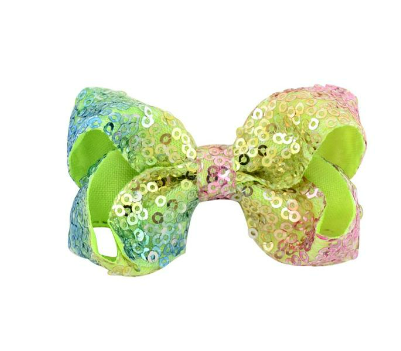 Rainbow Sequin Bow Head Clip