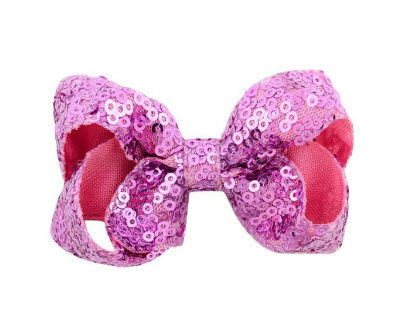 Pink Sequin Bow Head Clip