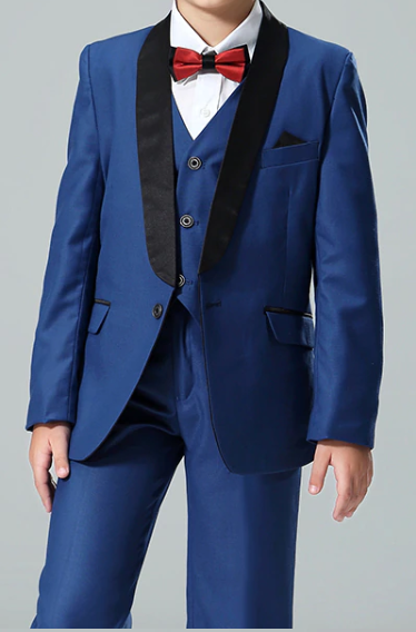 Boys Wedding Royal Blue Tuxedo Suit 3pc Set