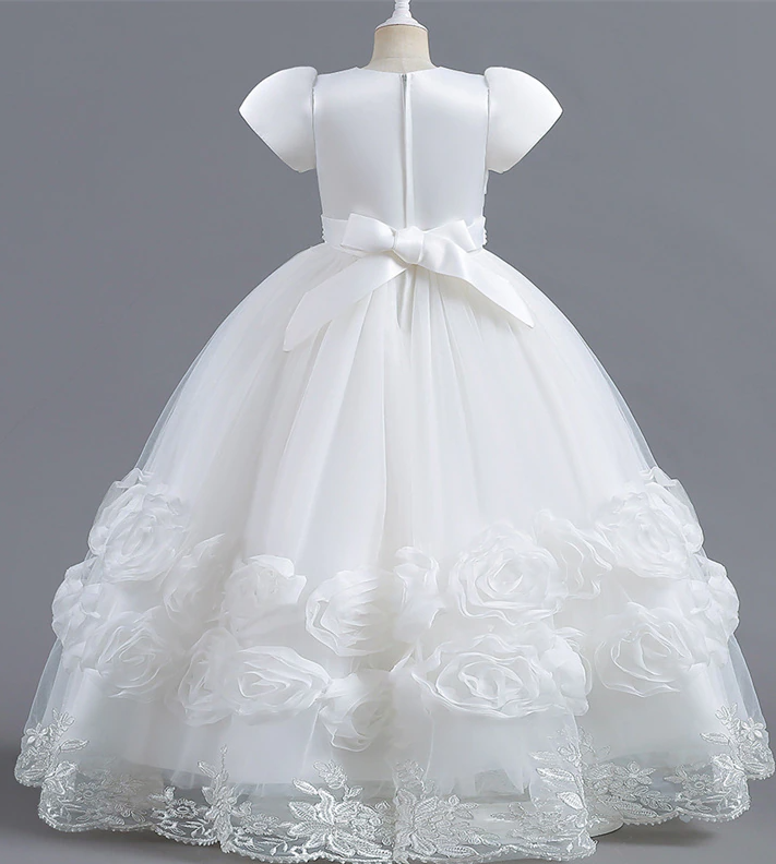 Flower Girl Dress Floral Floor Length White