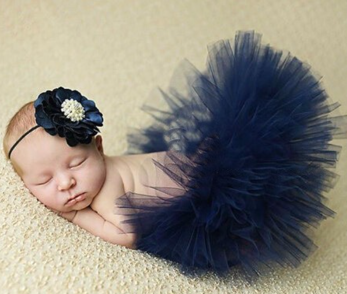 Baby Girls Blue Tutu Skirt + Headpiece