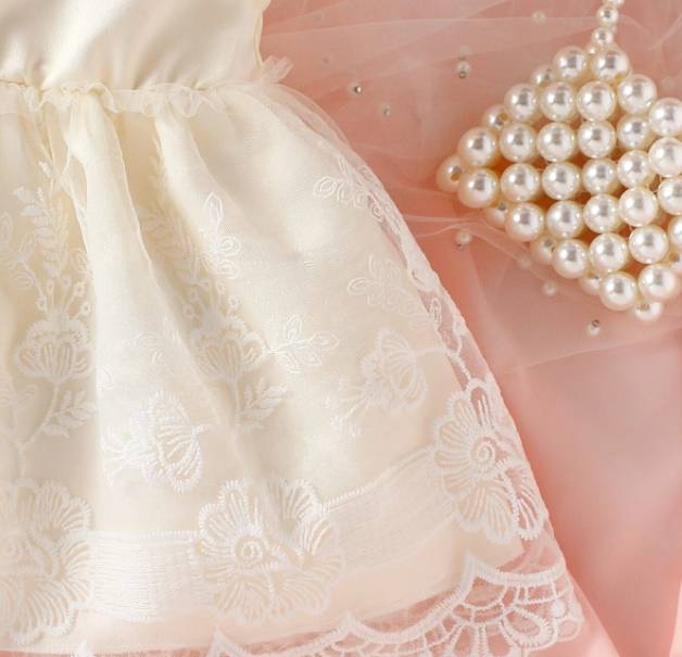 Ruffle Lace Baby Girl Dress - Beige
