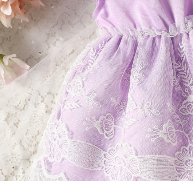 Ruffle Lace Baby Girl Dress - Purple